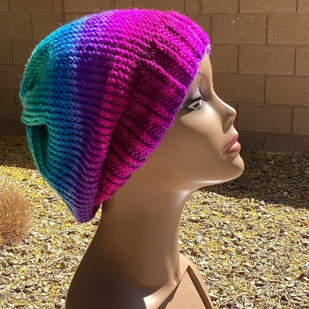 Ombré Slouchy Knitted Beanie New